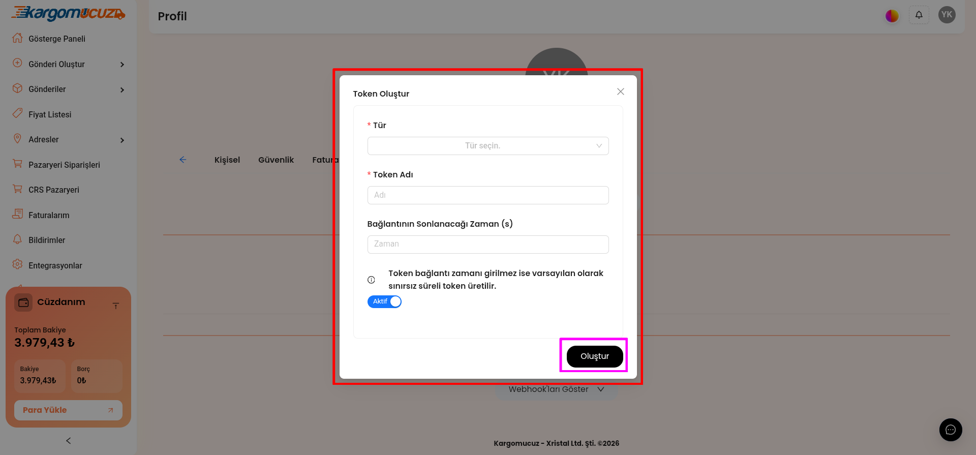 Token Ekranı